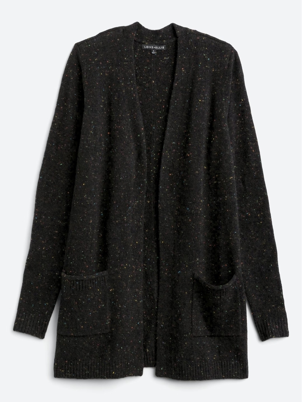 Love+Elle Black Flecked Open-Front Women's Cardigan